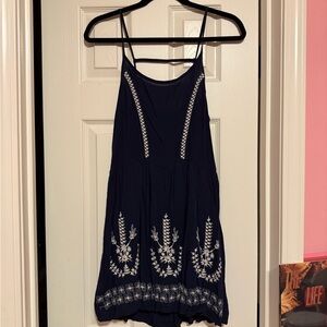 Wet Seal Dark Blue Camisole with White Embroidery